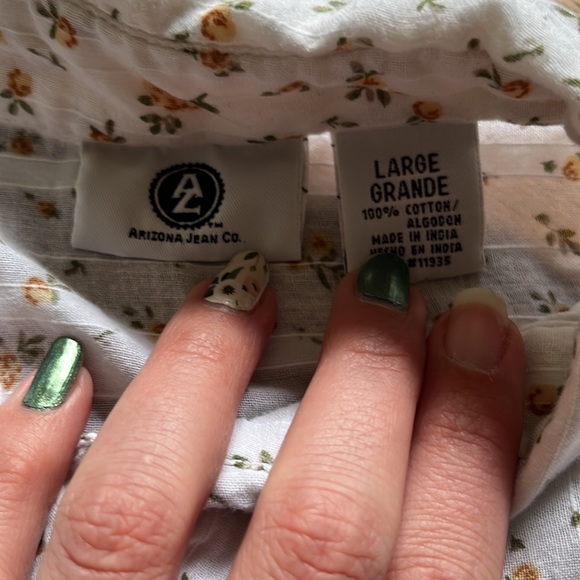 Arizona Jean Co Juniors Large White Yellow Floral Snap Button Western Top - Picture 4 of 4